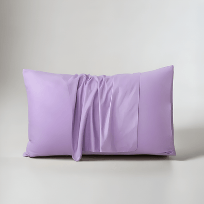 Amber Cotton Pillowcase Set (Set of 2) - Front Side View - Main Product Image - Lavender