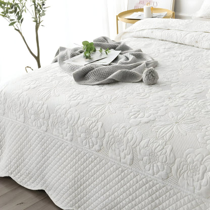 Amber Microfiber Bedspread - Close Up - White