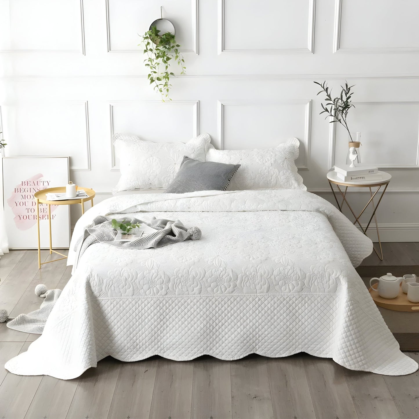 Amber Microfiber Bedspread - Front Side View - Main Product Image - White