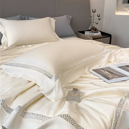 Anette Eucalyptus Coverlet Set - Close Up Of Detailing - White