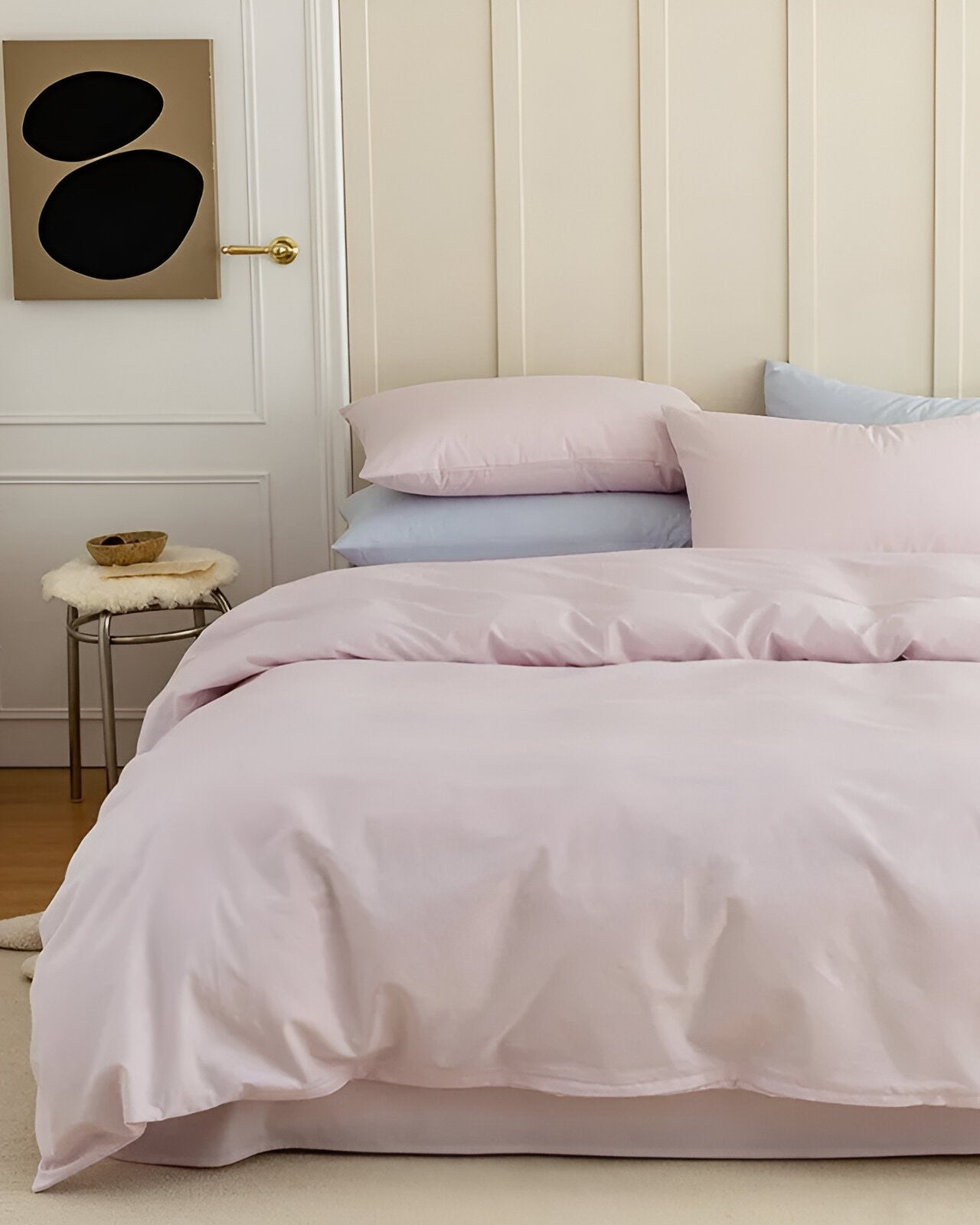 Annie Washed Cotton Bedding Set - Front View - Pink