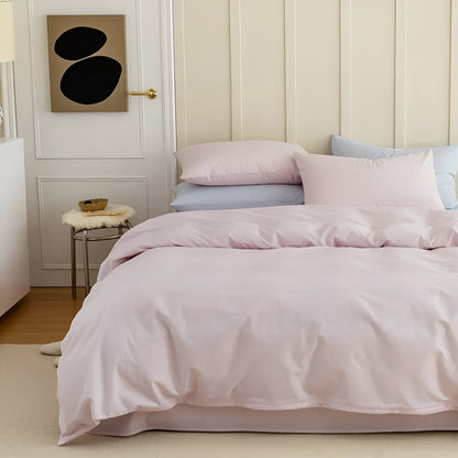 Annie Washed Cotton Bedding Set - Front View - Main Product Image - Pink