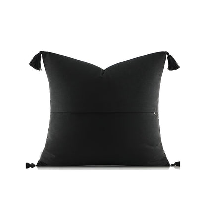 Athena Square Throw Pillow - Backside - Black - White Background