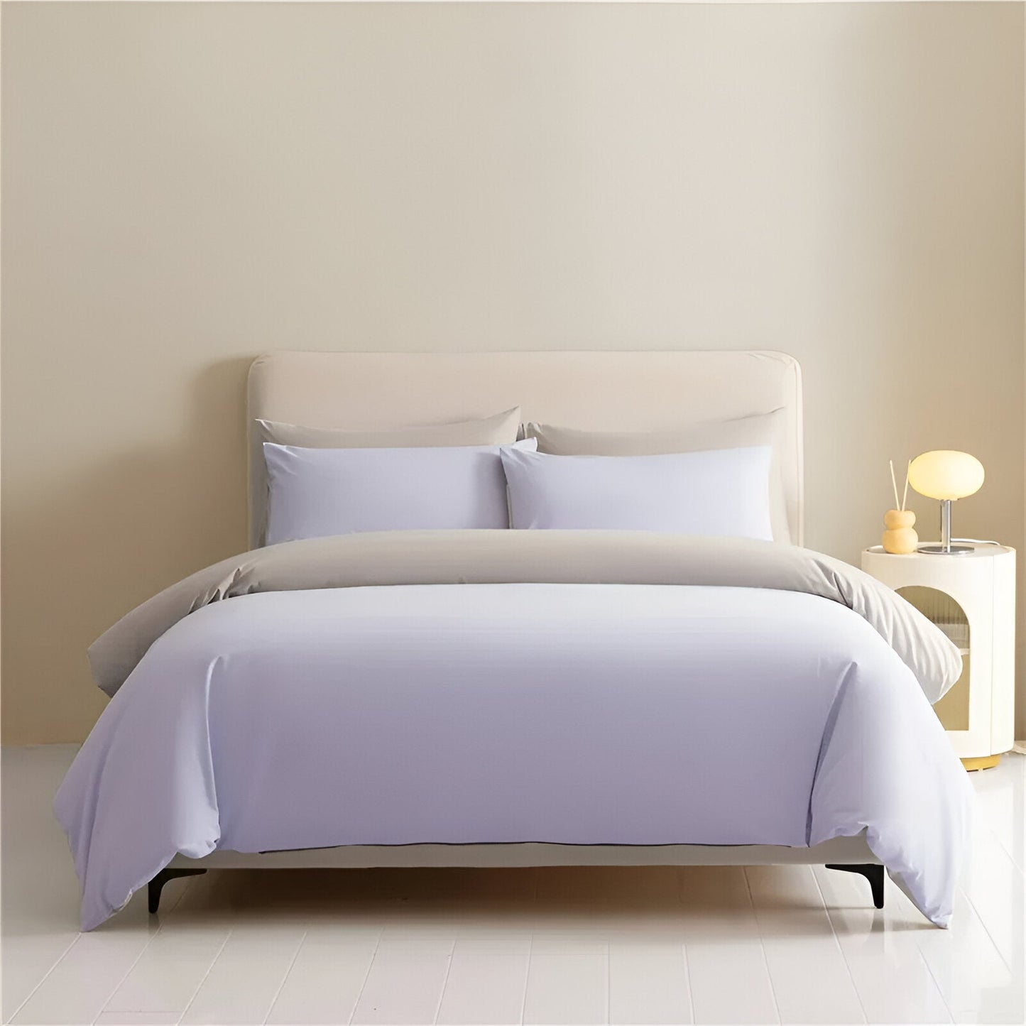 Audrey Brushed Cotton Bedding Set - Front View - Main Product Image - Purple