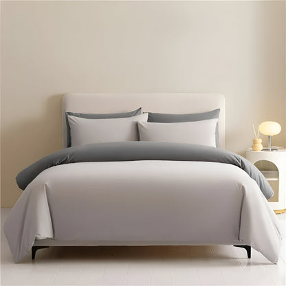 Audrey Brushed Cotton Bedding Set - Front View - Main Product Image - Light Gray