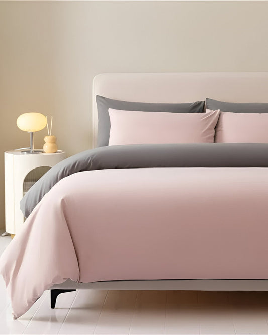 Audrey Brushed Cotton Bedding Set - Front View -  Pink