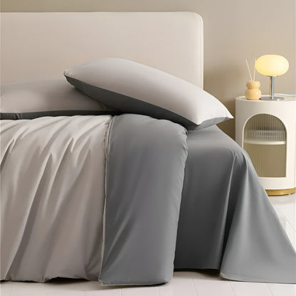 Audrey Brushed Cotton Bedding Set - Side View - Pillowcases - Light Gray