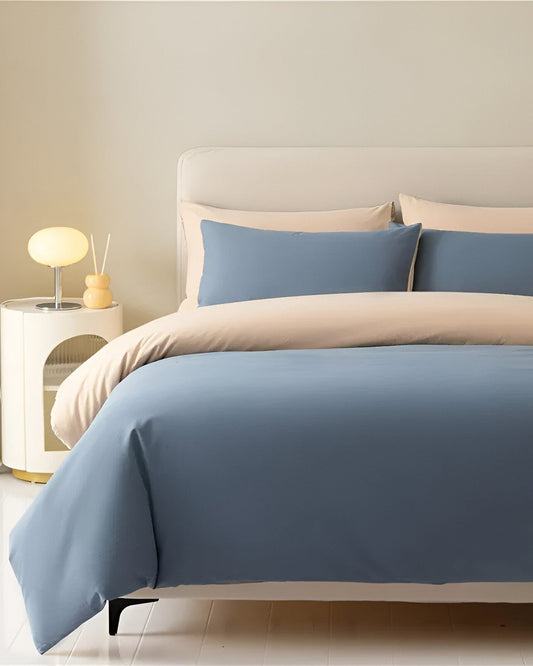 Audrey Brushed Cotton Bedding Set - Front View - Blue