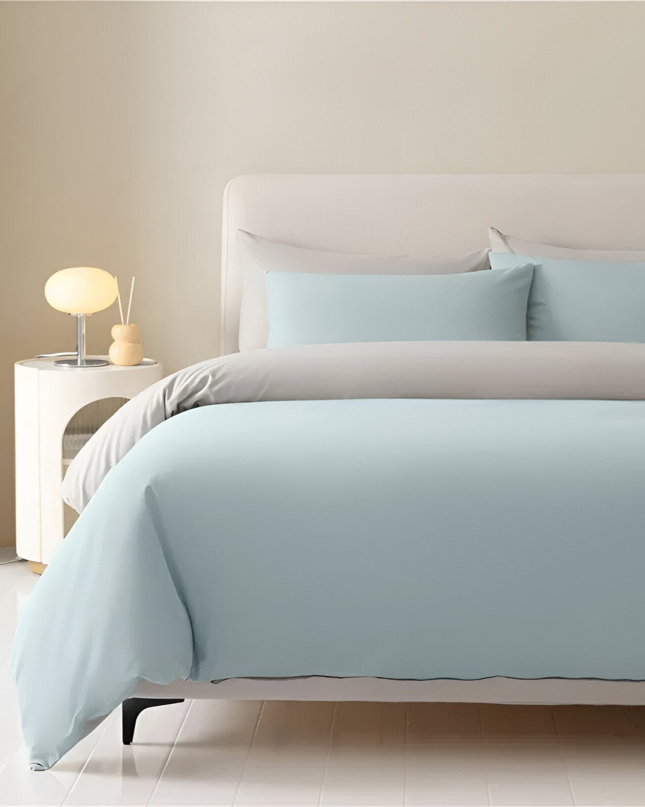 Audrey Brushed Cotton Bedding Set - Front View - Light Blue