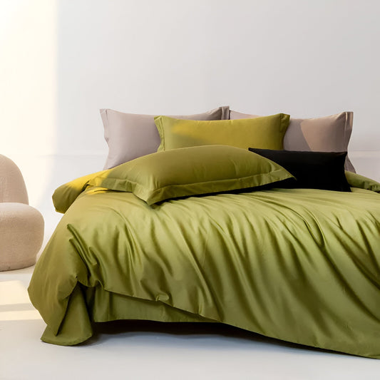 Avery Egyptian Cotton Bedding Set - Front View - Main Product Image - Olive Green