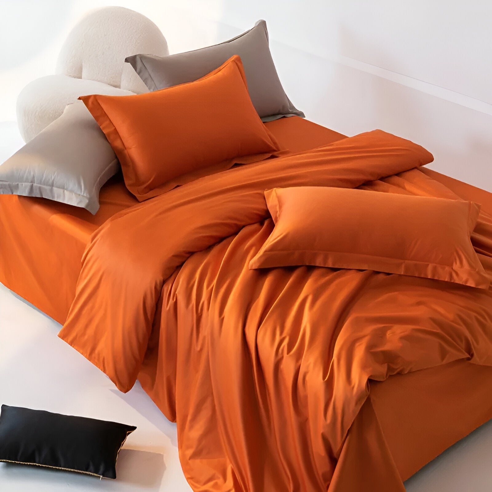 Avery Egyptian Cotton Bedding Set - Side View - Left Side - Orange