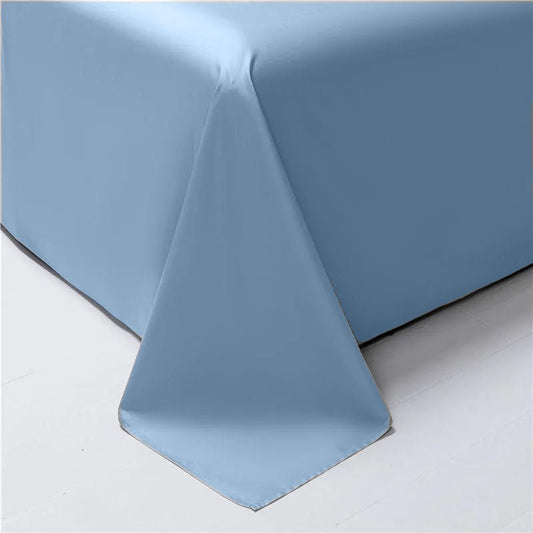 Belle Egyptian Cotton Flat Sheet - Corner Image - Close Up - Light Blue