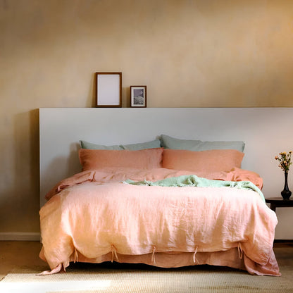 Blair Linen Bedding Set - Front View - Main Product Image - Pink