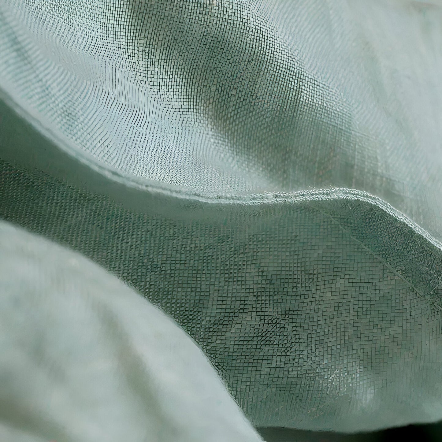 Blair Linen Bedding Set - Close Up On Duvet Cover Material - Mint Blue