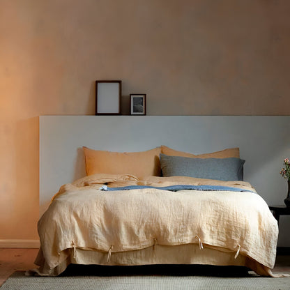 Blair Linen Bedding Set - Front View - Main Product Image - Apricot