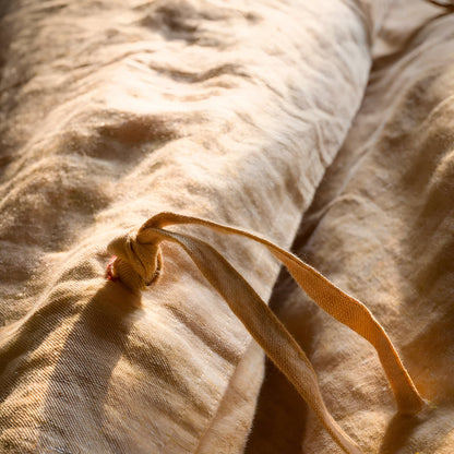 Blair Linen Bedding Set - Close Up On Tie Closure On Duvet Covers