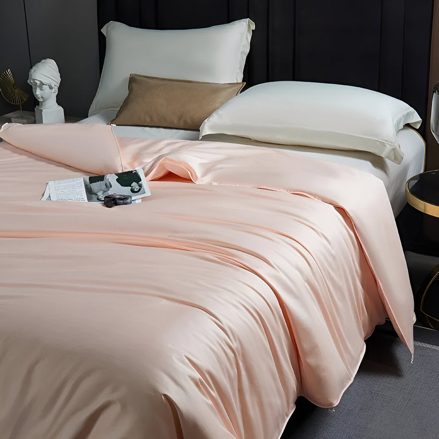 Breeze Silk Coverlet - Side View - Right Side - Close Up - Peach