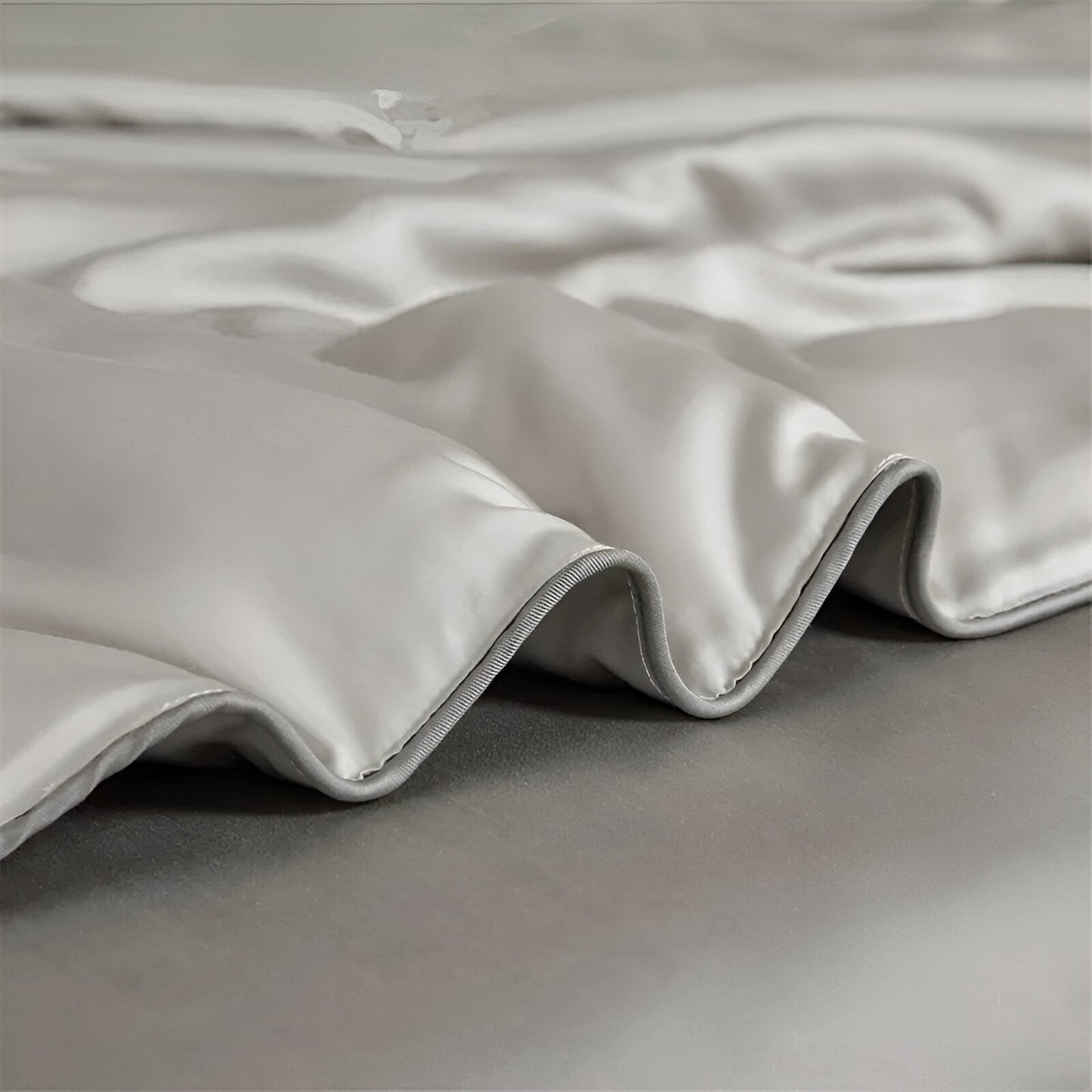 Cheerful Eucalyptus Coverlet Set - Close Up Of Detailing - Silver