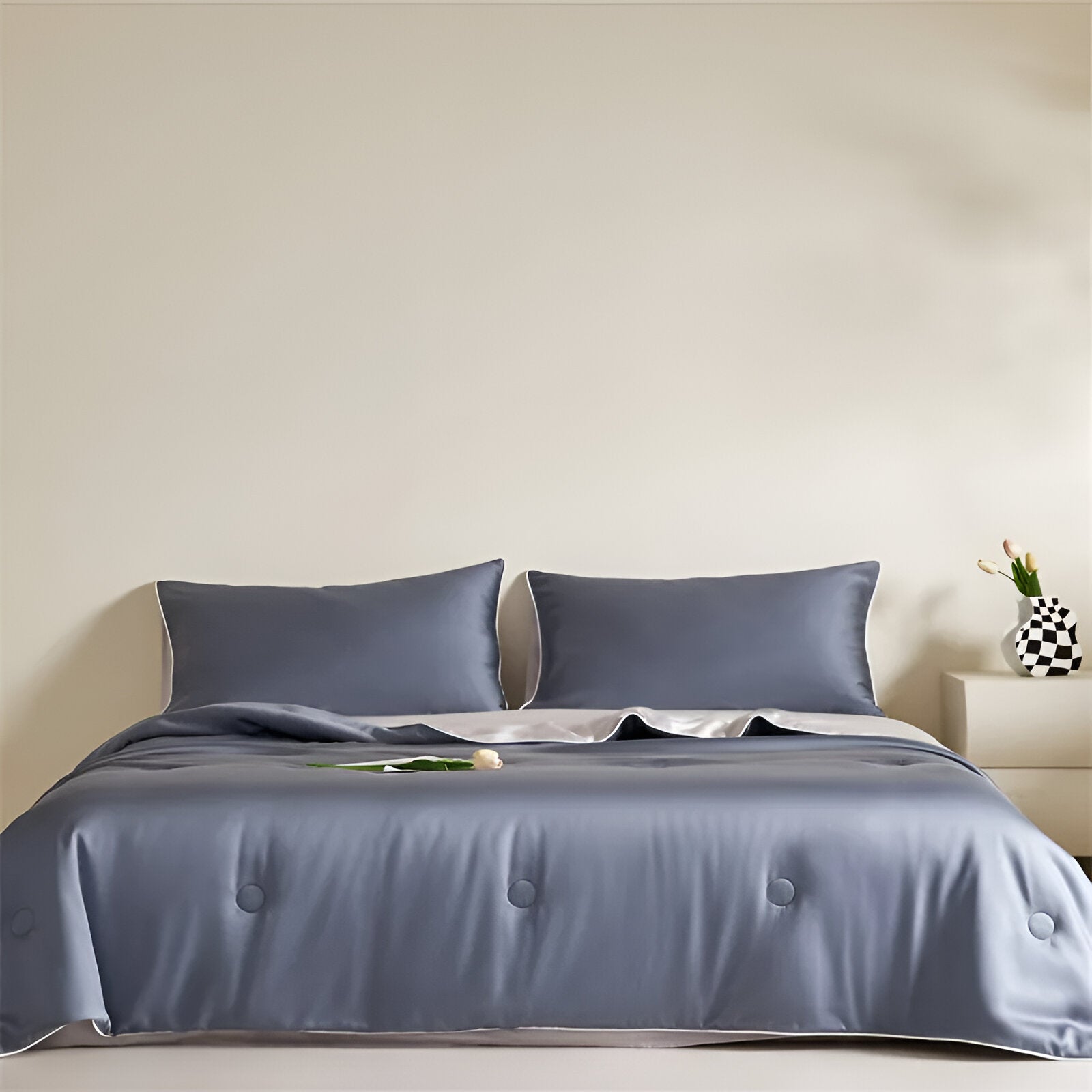 Cheerful Eucalyptus Coverlet Set - Front Side View - Main Product Image - Periwinkle