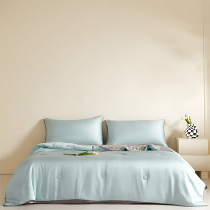 Cheerful Eucalyptus Coverlet Set - Front Side View - Main Product Image - Pale Blue