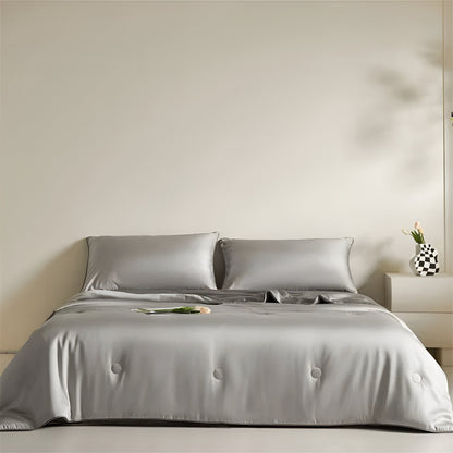 Cheerful Eucalyptus Coverlet Set - Front Side View - Main Product Image - Silver