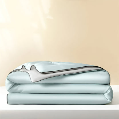 Cheerful Eucalyptus Coverlet Set - Front Side View - Folded Neatly - Pale Blue