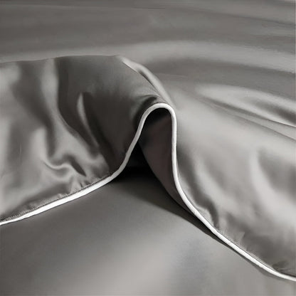 Cheerful Eucalyptus Coverlet Set - Close Up Of Detailing - Gray