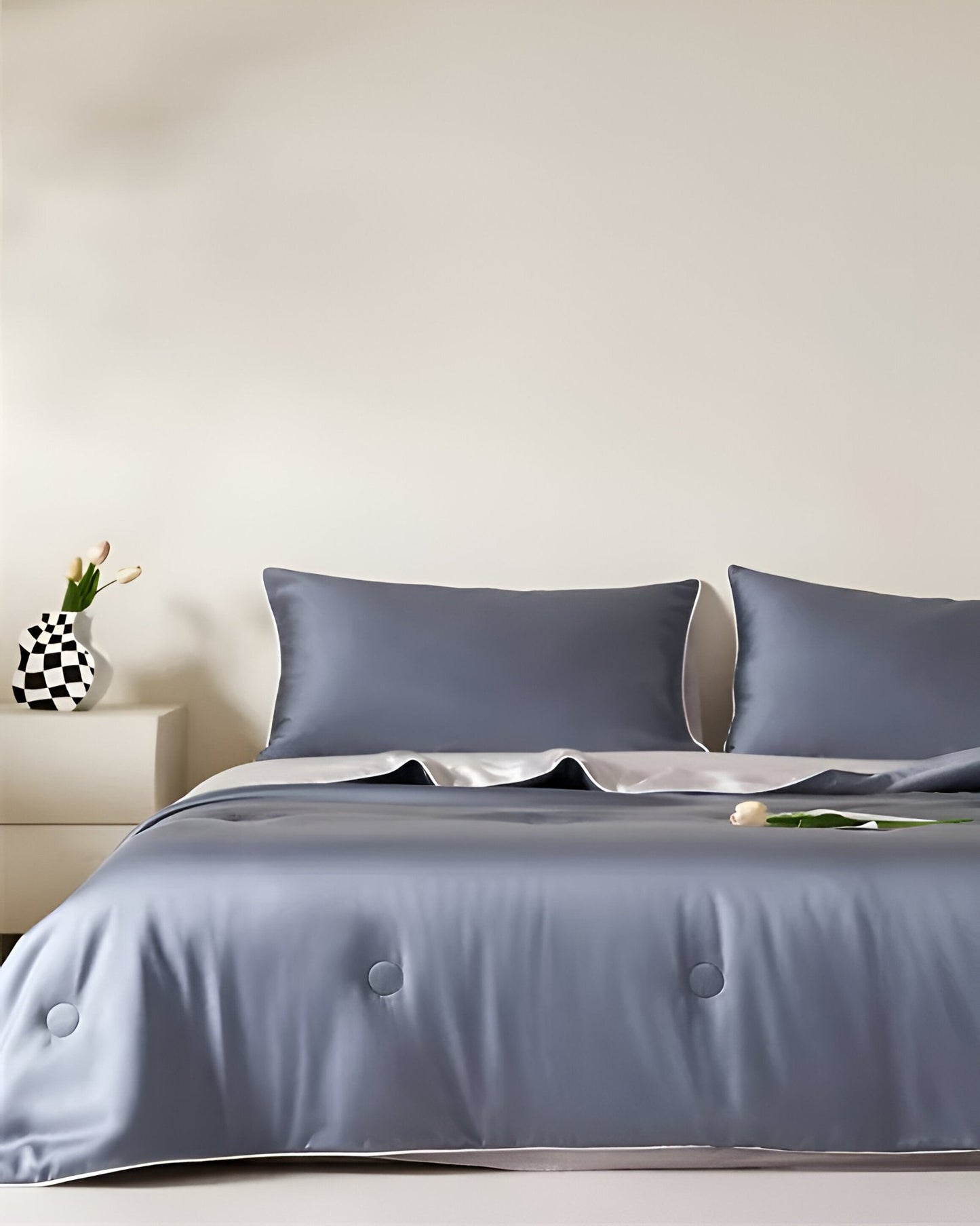 Cheerful Eucalyptus Coverlet Set - Front Side View - Periwinkle