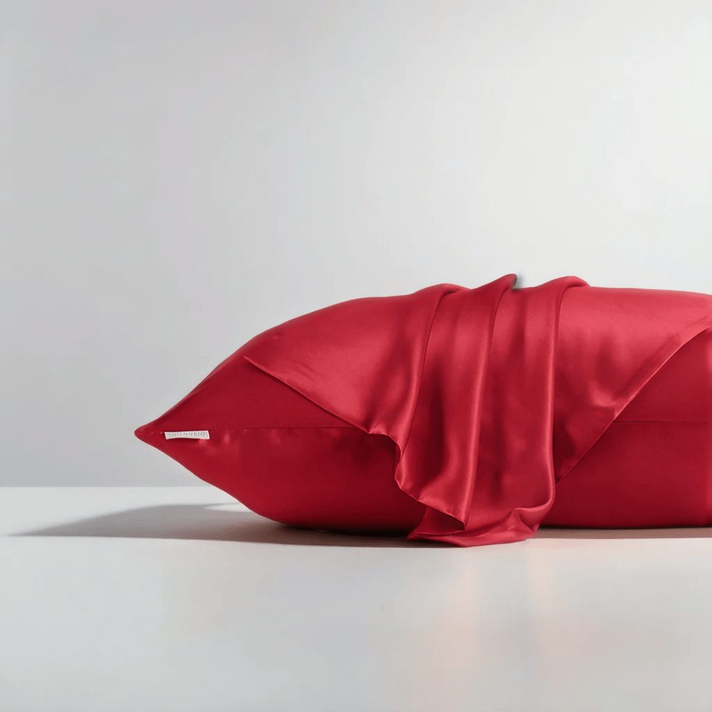 Chiara Silk Pillowcase - Front Side View - Main Product Image - Red