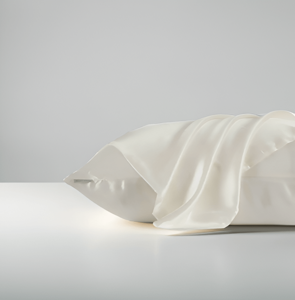 Chiara Silk Pillowcase - Front Side View - Main Product Image - White