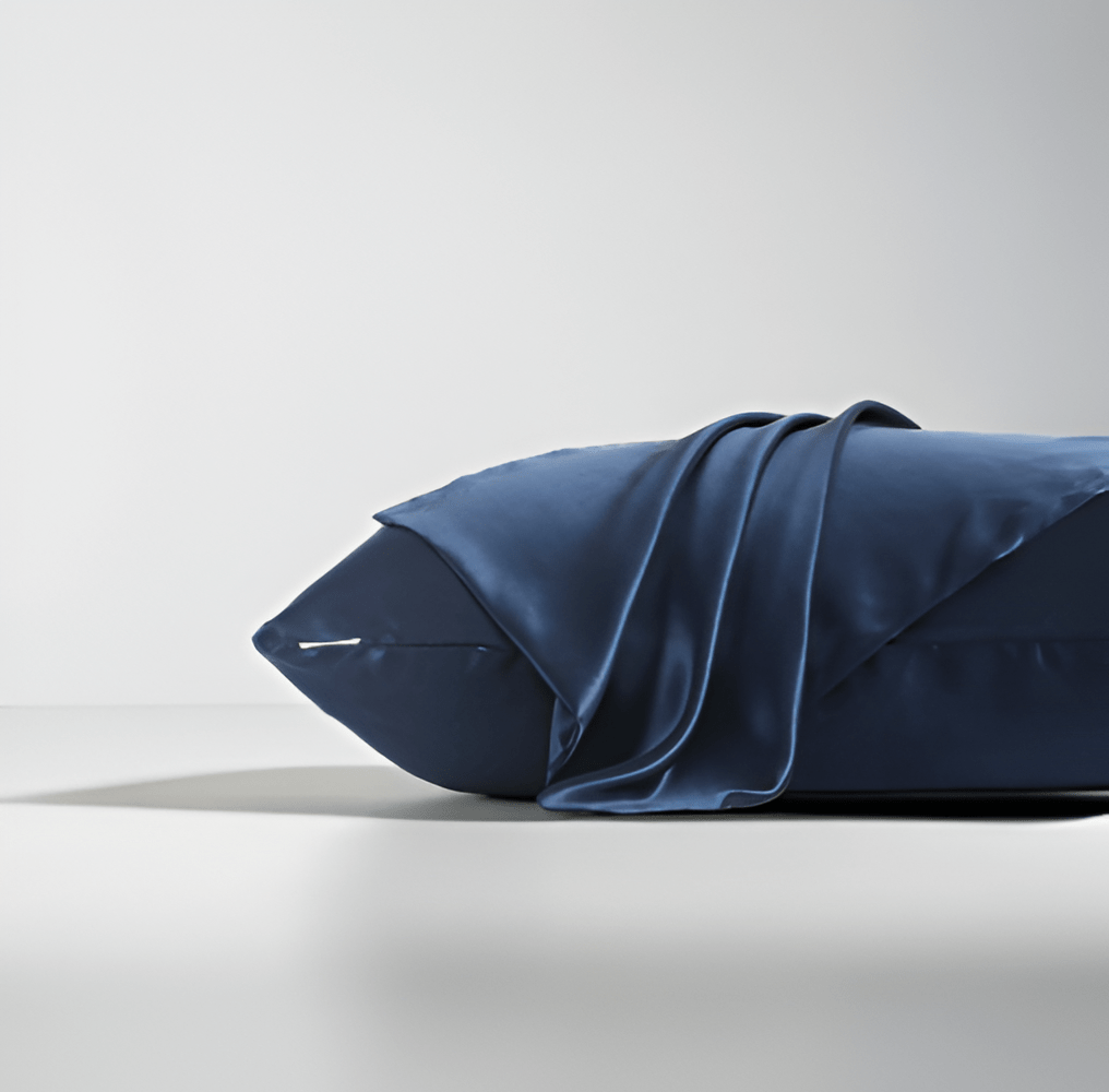 Chiara Silk Pillowcase - Front Side View - Main Product Image - Navy Blue