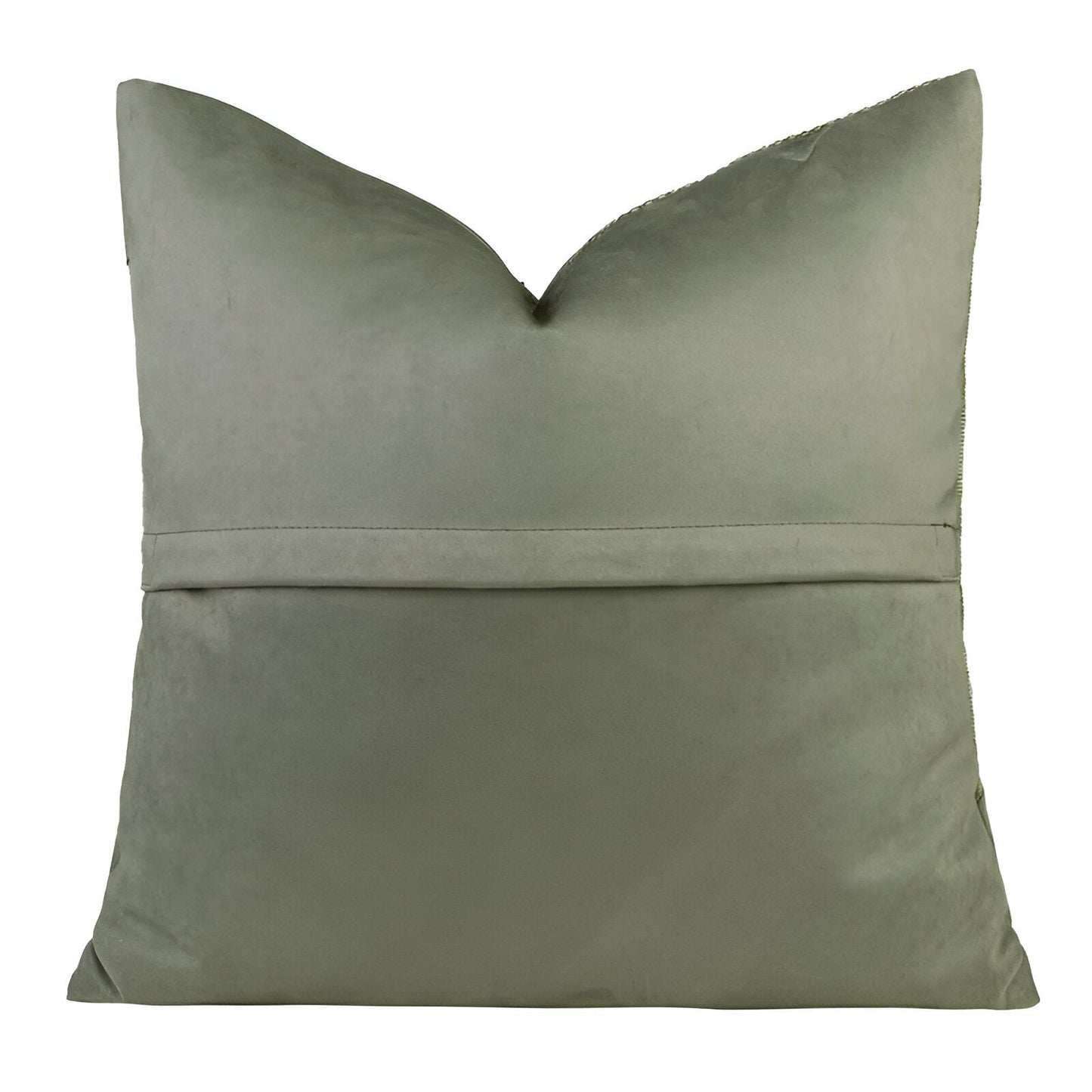 Cora Square Throw Pillow - Backside - White Background - Green