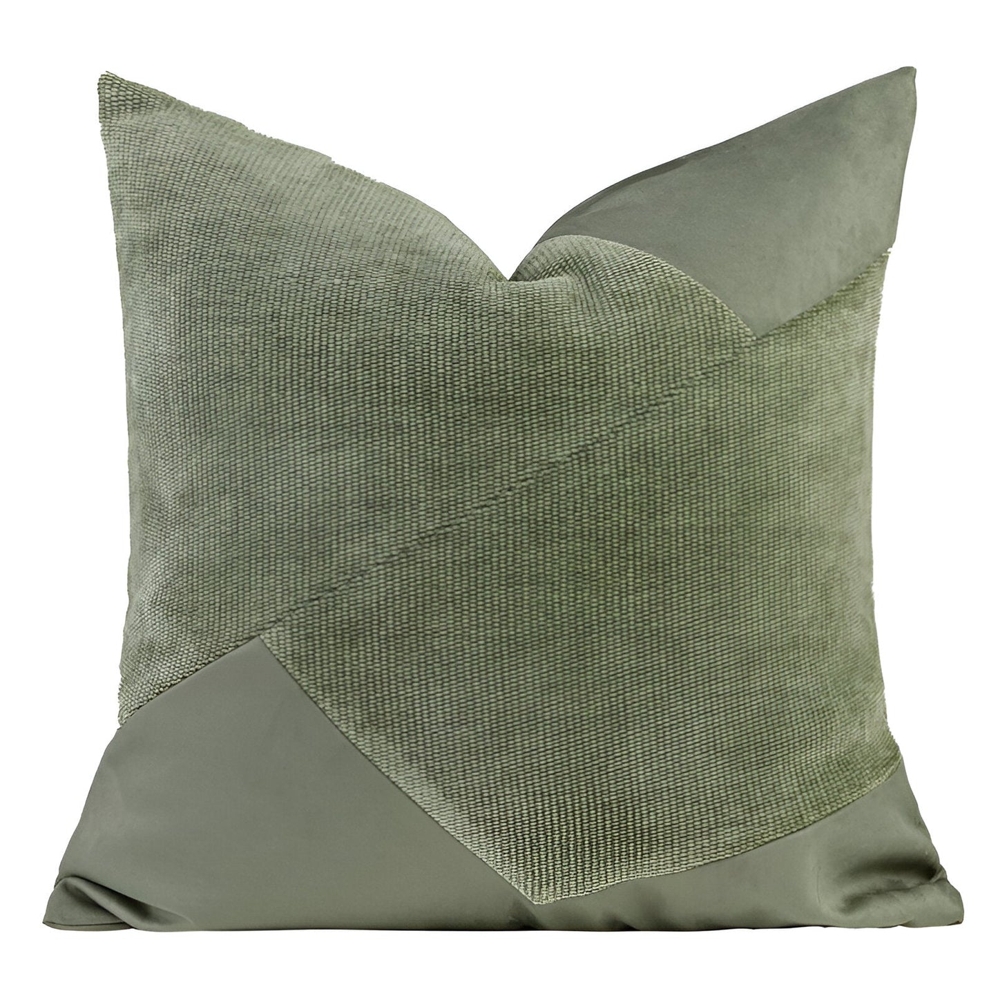 Cora Square Throw Pillow - Front Side View - Close Up - White Background - Green