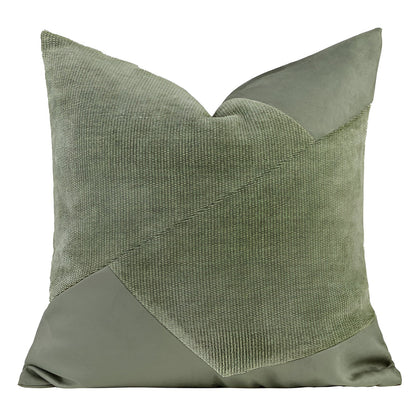 Cora Square Throw Pillow - Front Side View - Close Up - White Background - Green