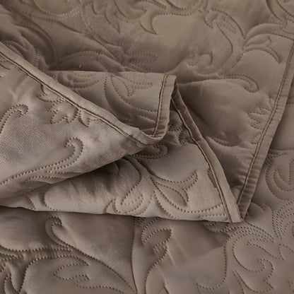 Daisy Microfiber Bedspread - Close Up Of Detailing - Taupe