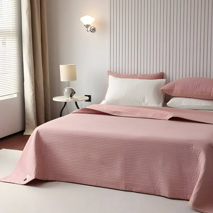 Dallas Washed Cotton Bedspread - Front Side view - Pink