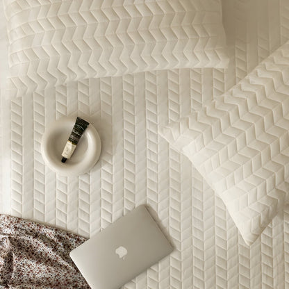 Dallas Washed Cotton Bedspread - Close Up - White