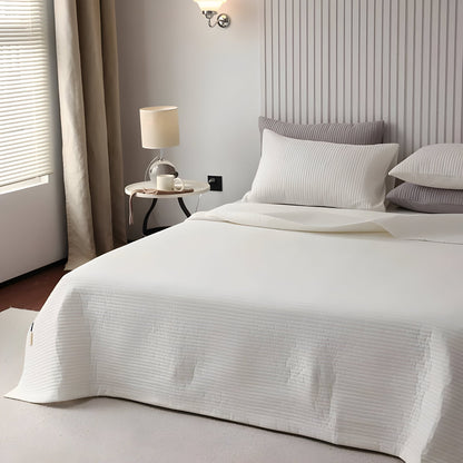 Dallas Washed Cotton Bedspread - Front Side view - Ivory