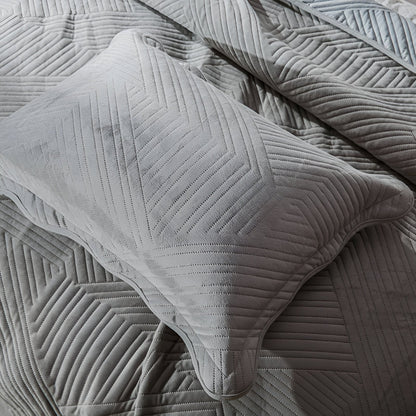 Delani Velvet Bedspread - Close Up - Light Gray