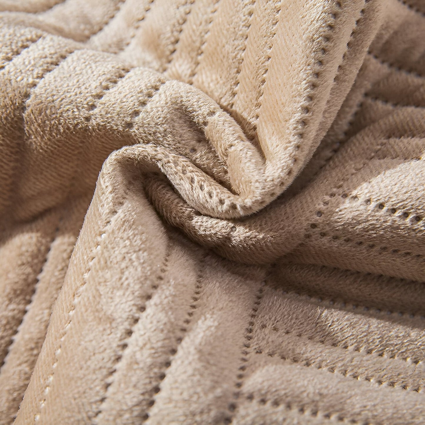 Delani Velvet Bedspread - Close Up Of Detailing - Sand