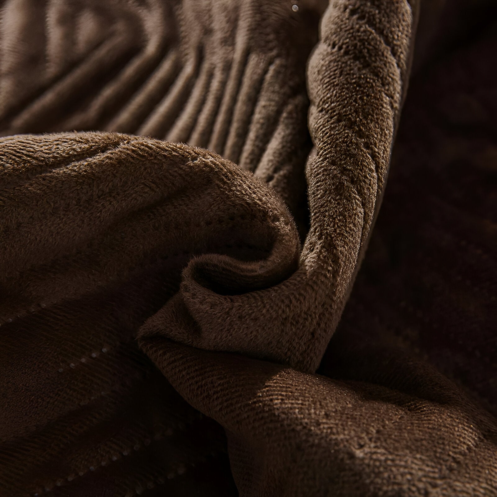 Delani Velvet Bedspread - Close Up - Dark Brown