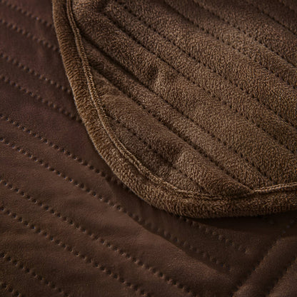 Delani Velvet Bedspread - Close Up Of Detailing - Dark Brown