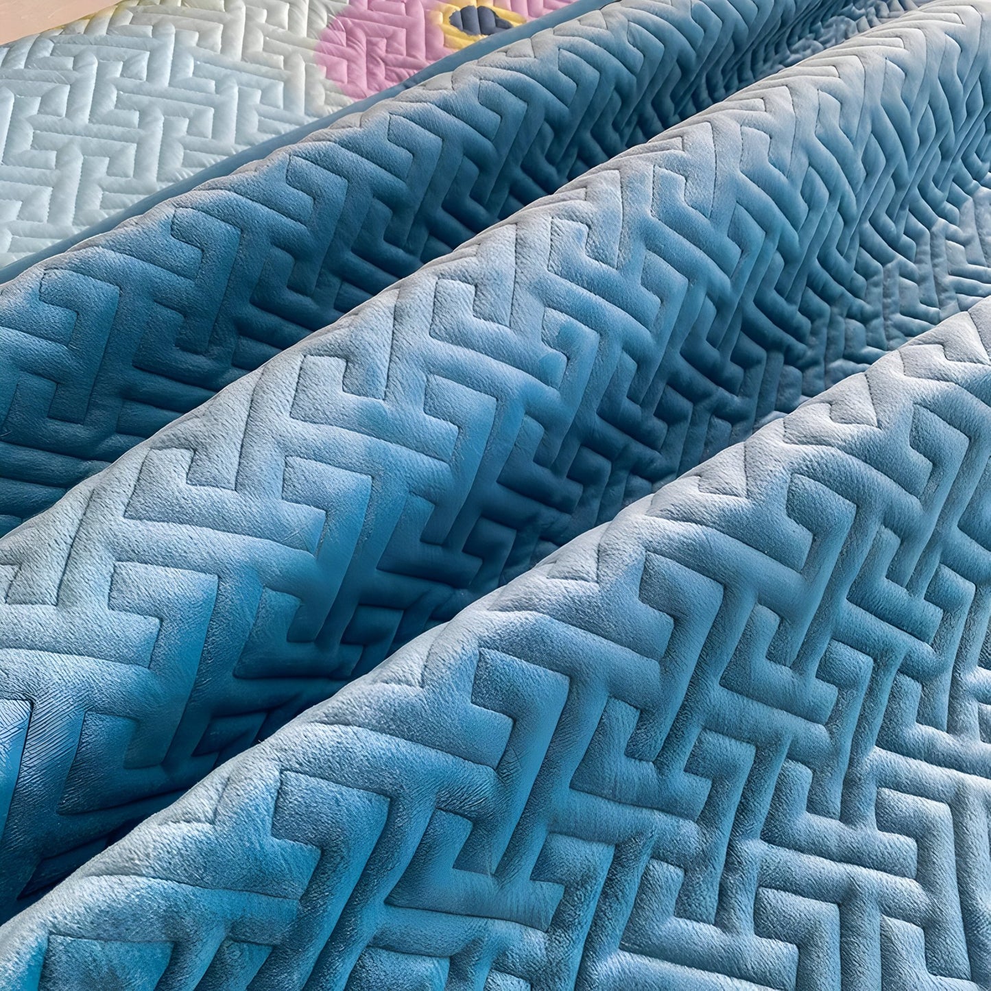 Diana Velvet Bedspread - Close Up - Blue