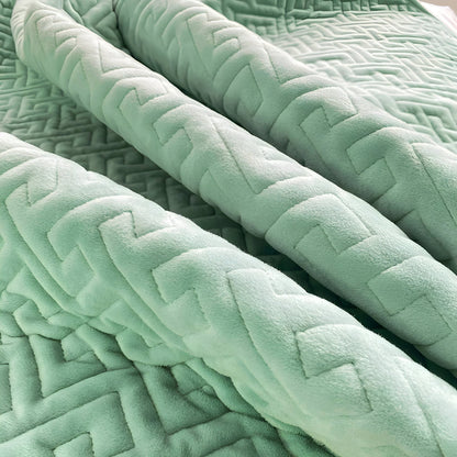 Diana Velvet Bedspread - Close Up - Mint Green