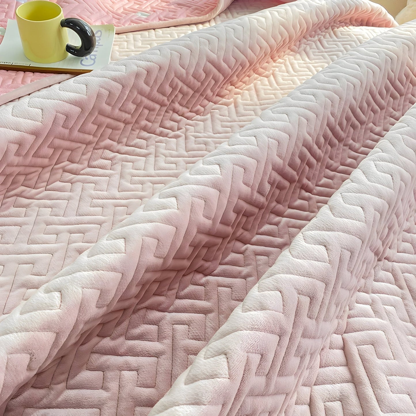 Diana Velvet Bedspread - Close Up - Pink