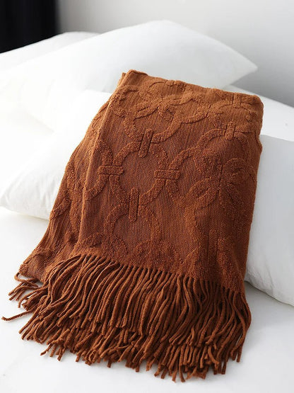 Dorene Knitted Throw Blanket - Close Up - Folded Neatly - Orange