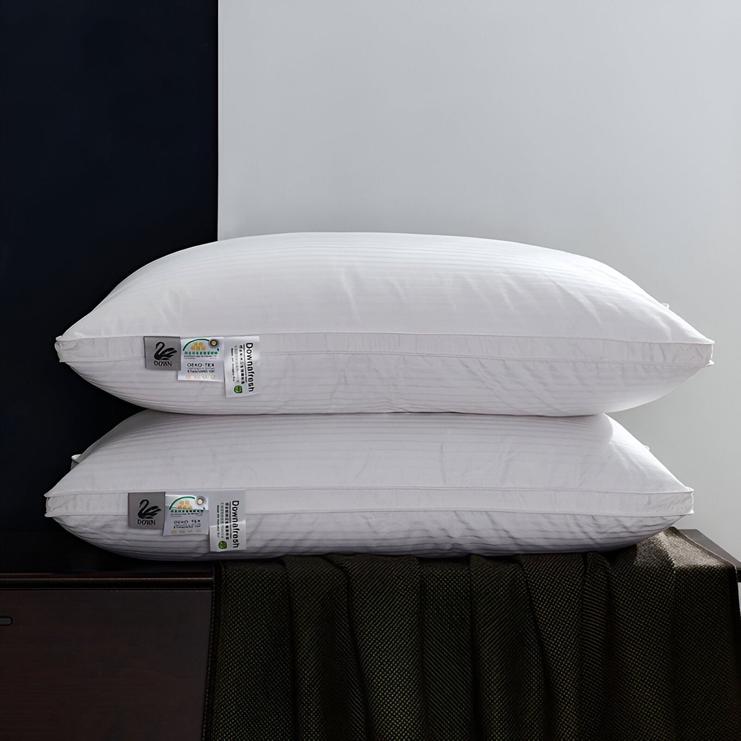 Down Alternative Firm Support Pillow - Front Side View - White