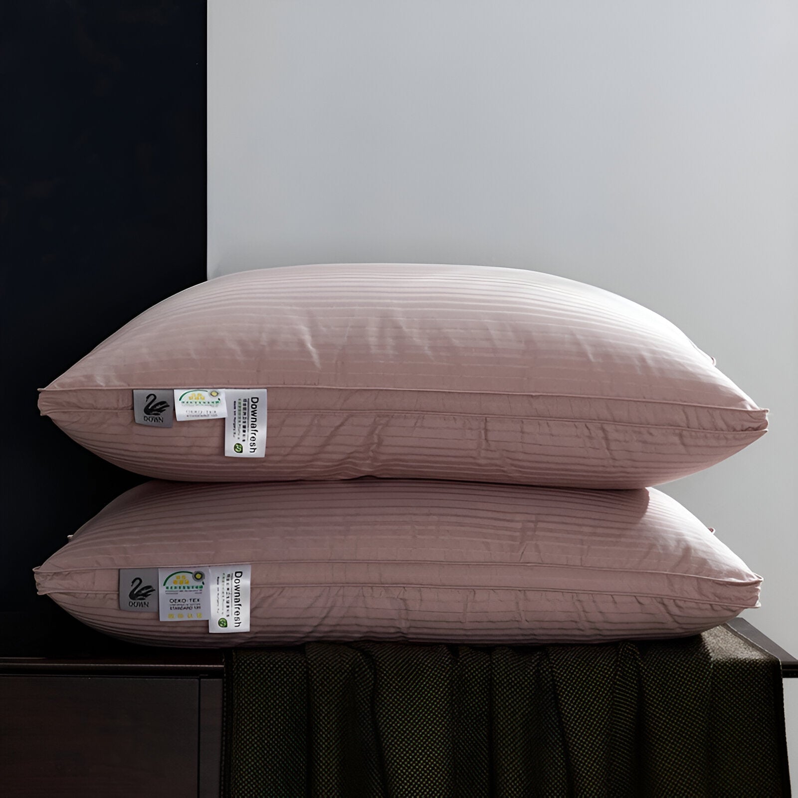 Down Alternative Firm Support Pillow - Front Side View - Mauve