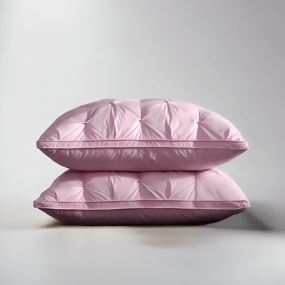 Down Blend Firm Support Pillow Set (Set of 2) - Front Side View - Main Product Image - Pink