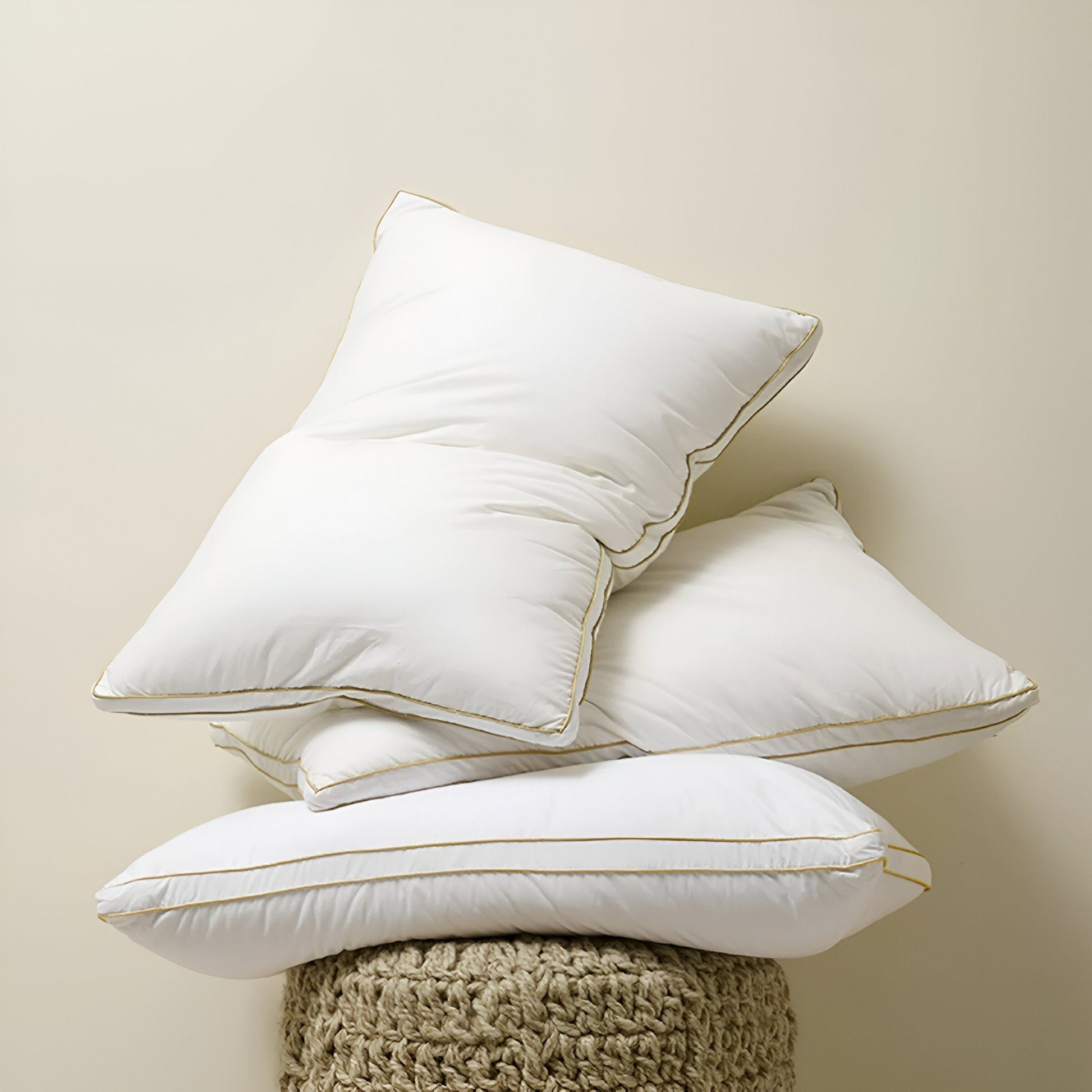 Down Blend Medium Support Pillow - Front Side View - White